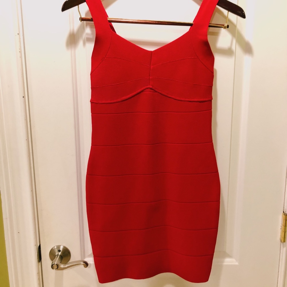 red mini bandage dress